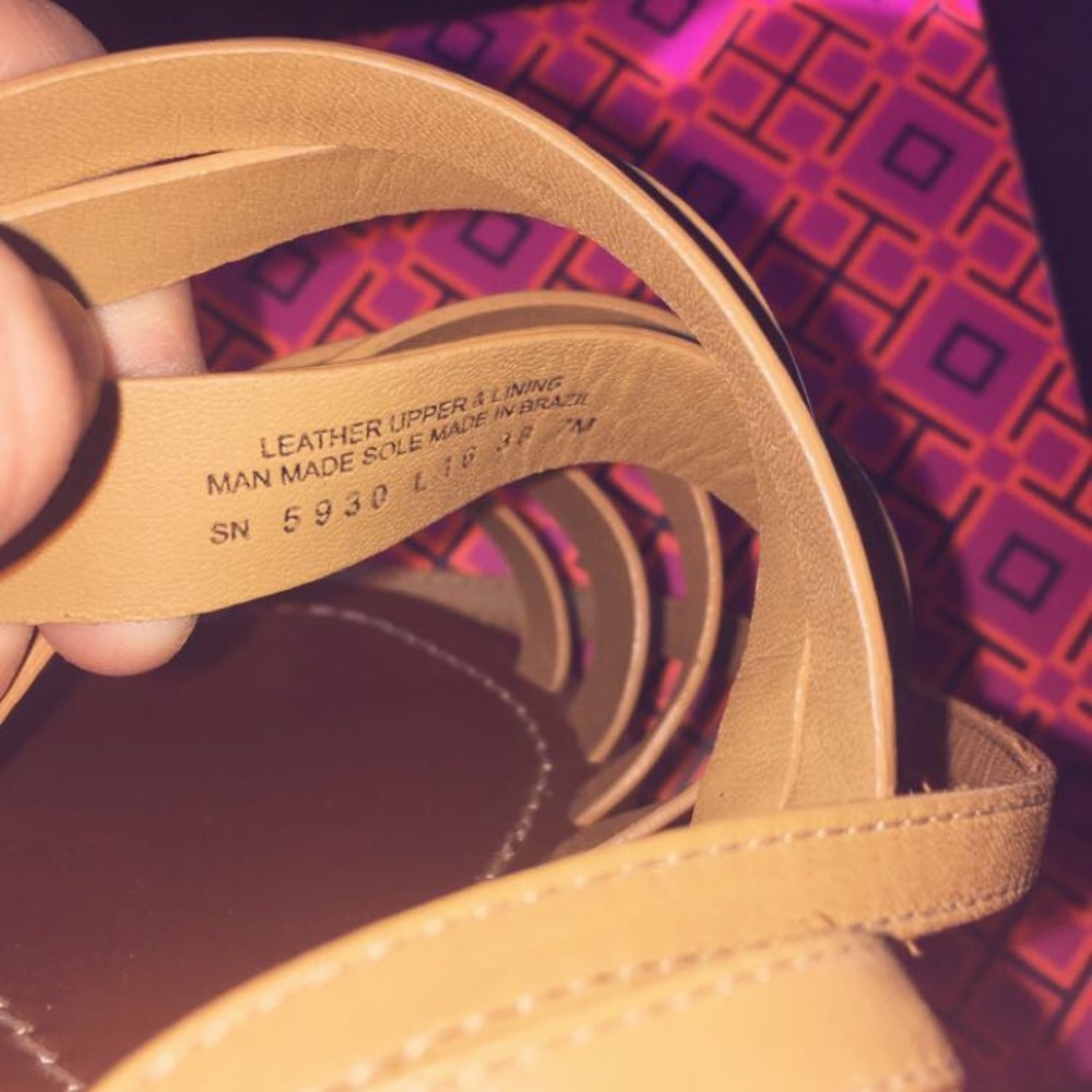 Tory Burch cognac tan ankle strap flat sandal - Picture 3 of 6
